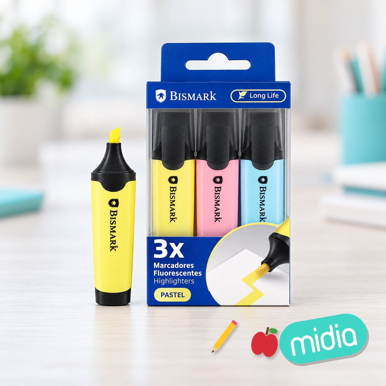 Marcador fluorescente long-life pastel caja 3