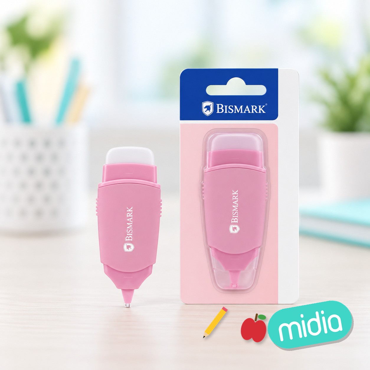 Cinta correctora pastel 5mmx6mts c/ goma borrar