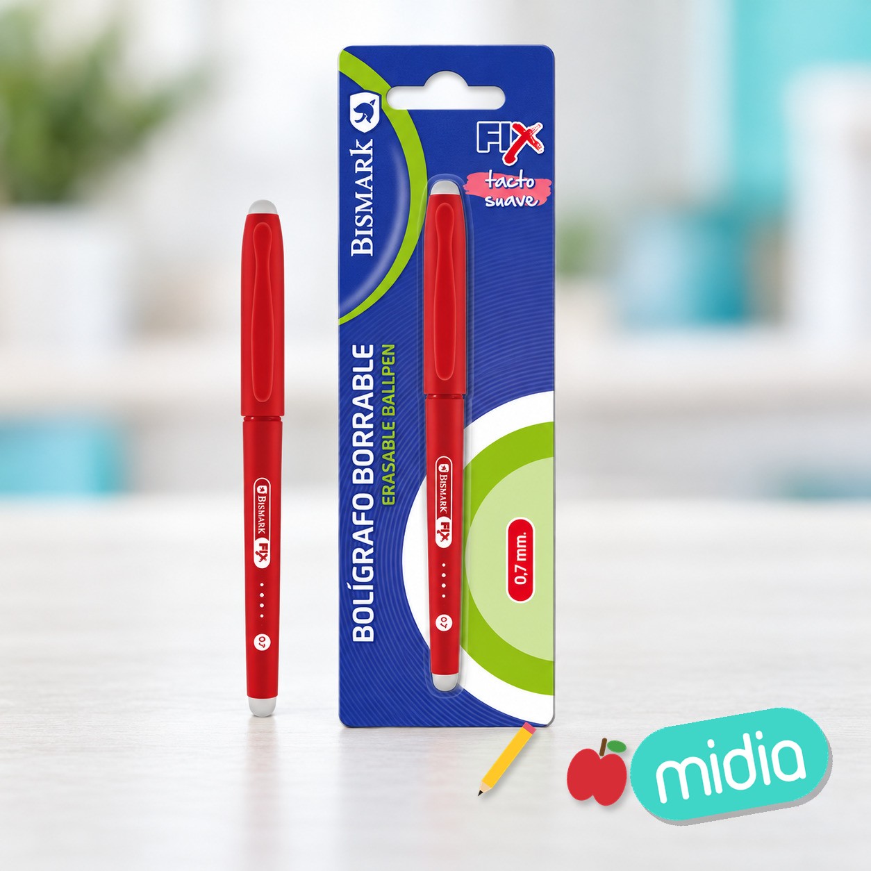 Boligrafo bismark borrable soft c/cap rojo bl1.