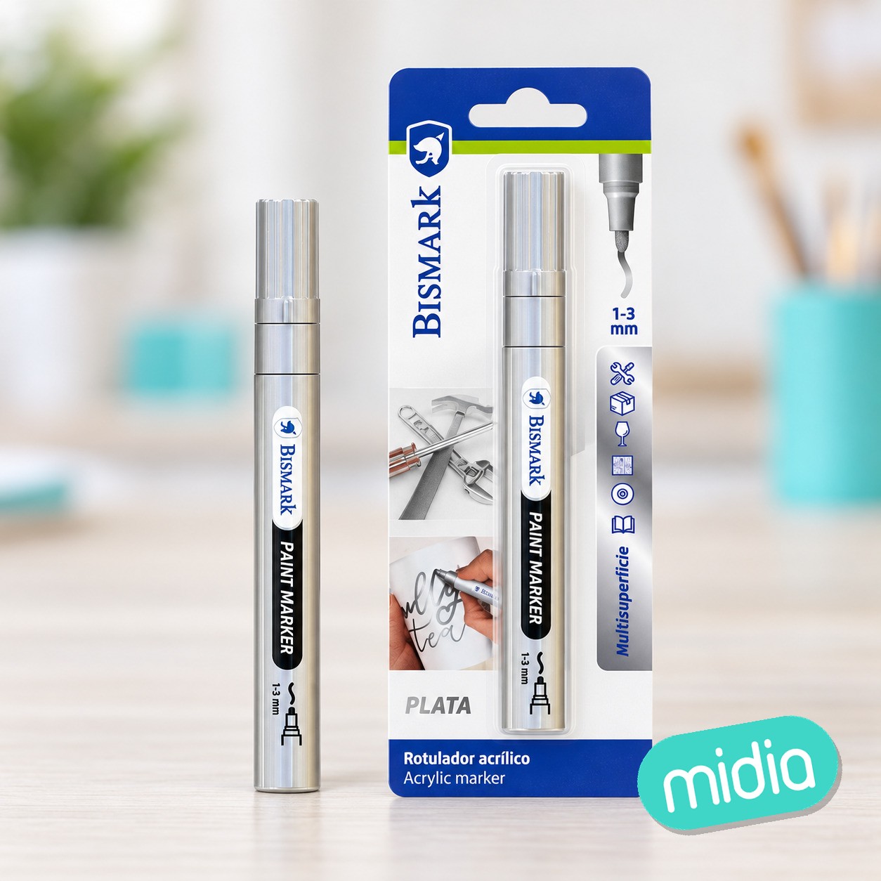 Rotulador pintura acrilica 1-3mm plata
