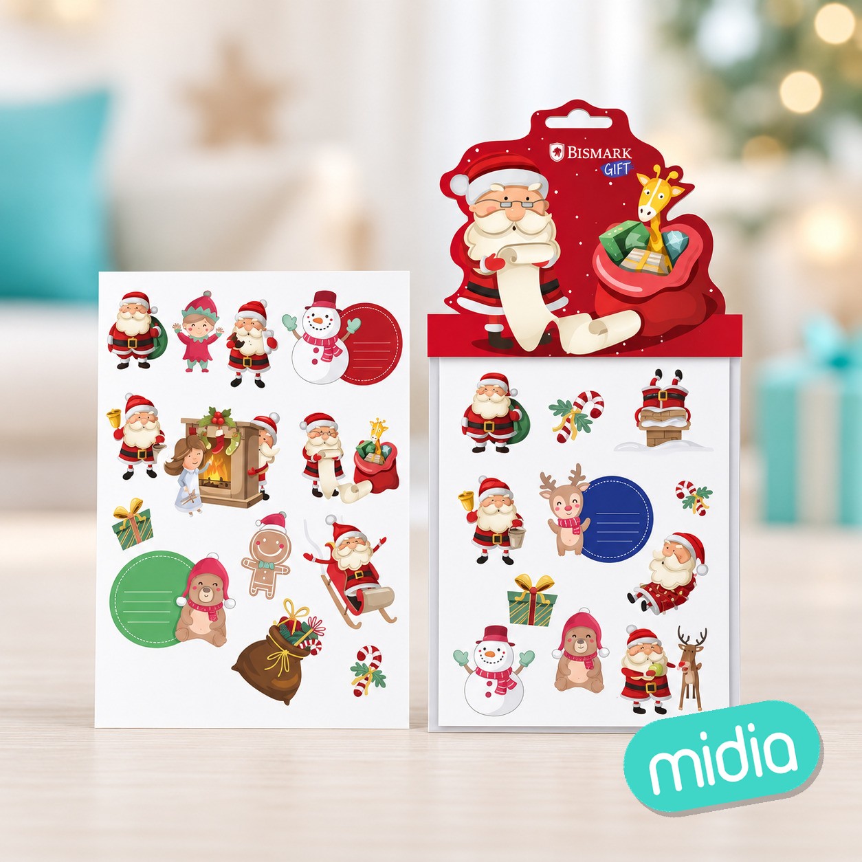 Pegatinas 2 hojas navidad papa noel
