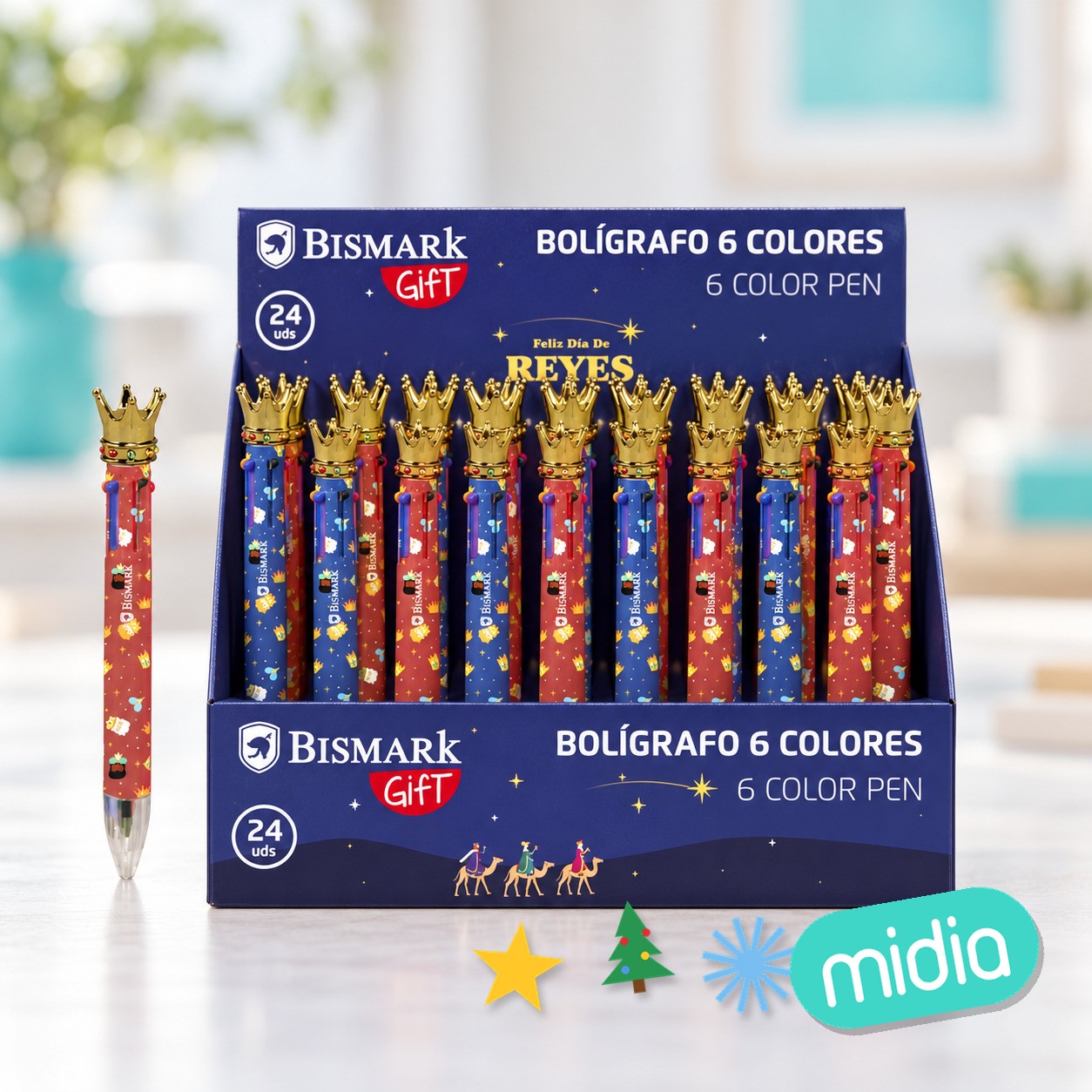 Boligrafo 6 colores reyes magos
