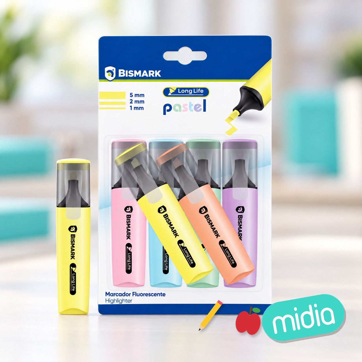 Marcador fluorescente long-life pastel b