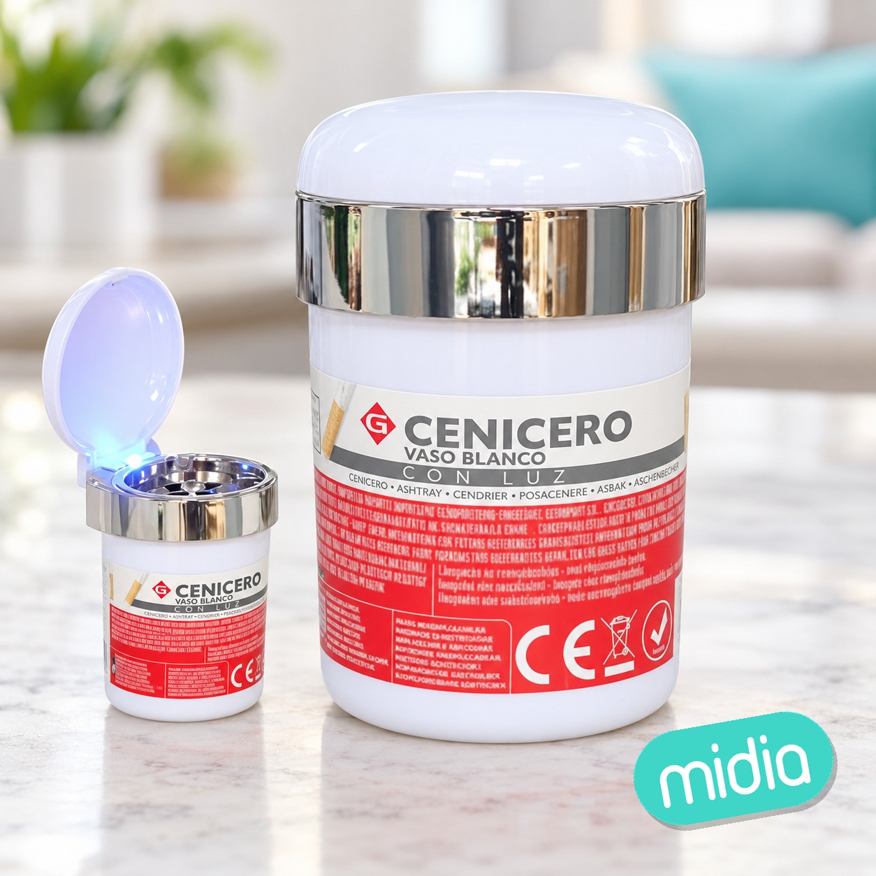 Cenicero vaso blanco luz 10cm