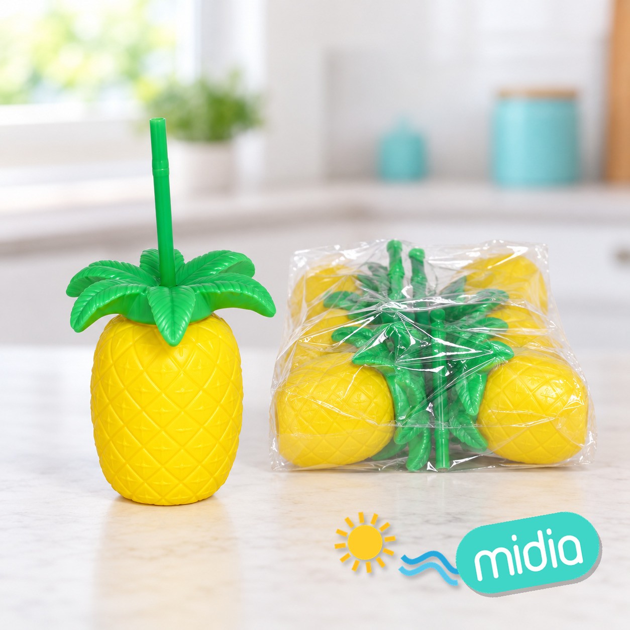Vaso piña 650ml c/ cañita