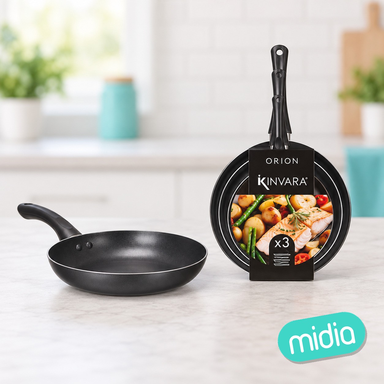 Set 3 sartenes aluminio negro