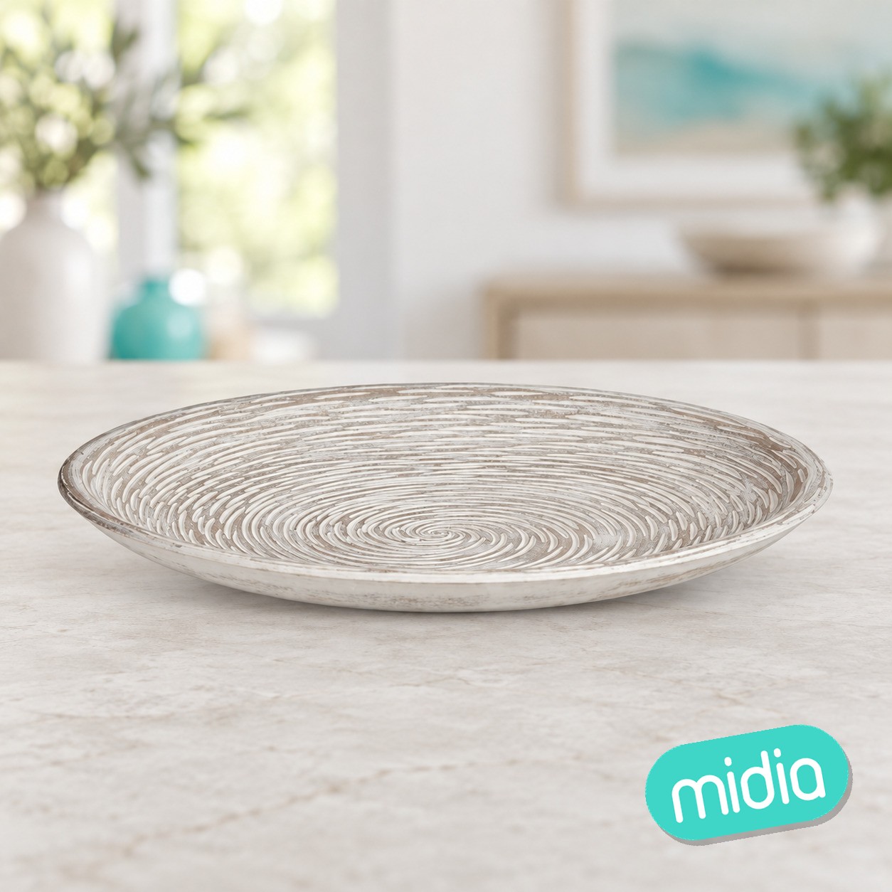 Plato madera decoracion espiral bl 29cm