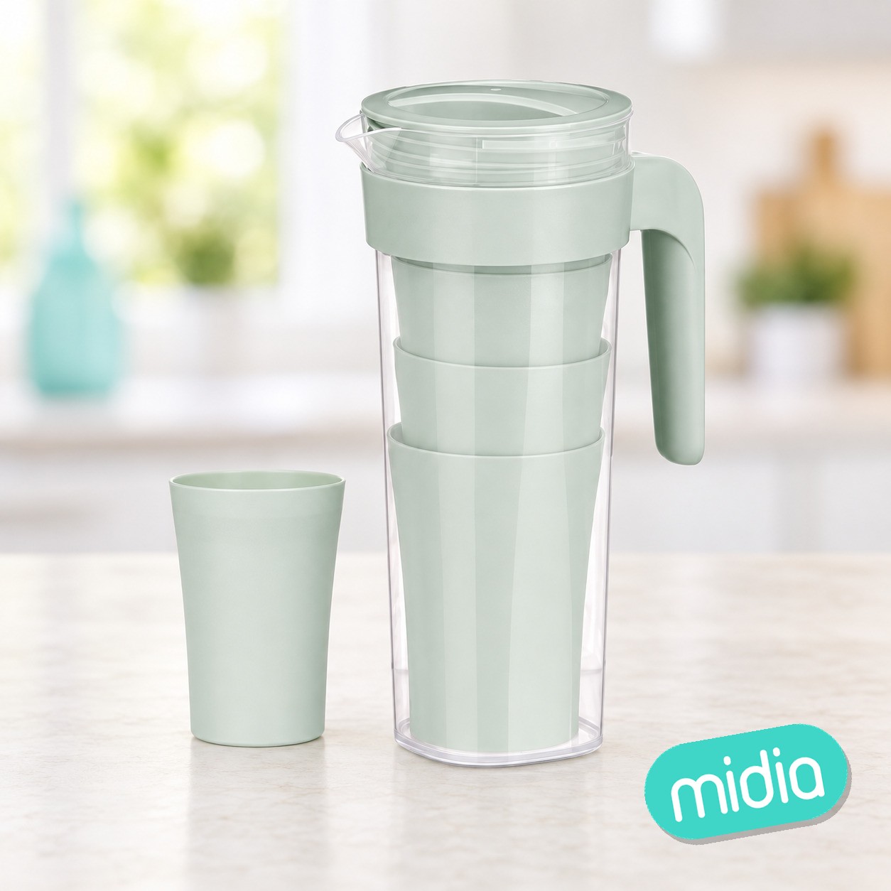 Set jarra 4 vasos verde 1,4l