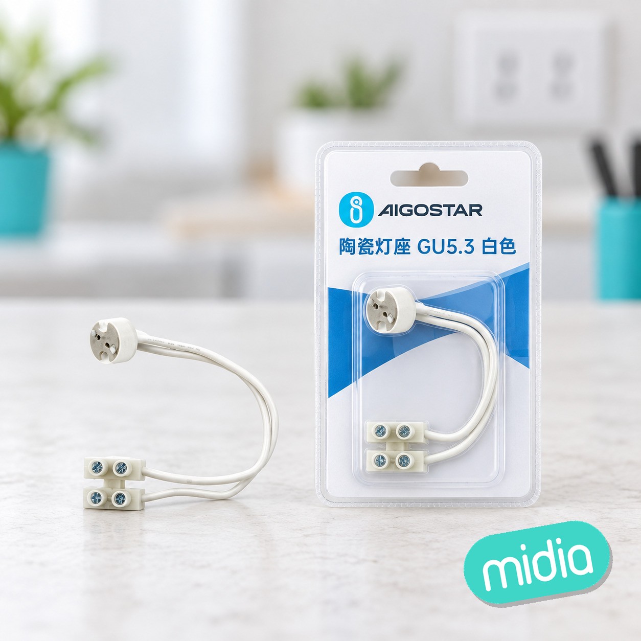 Portalámparas de cerámica G5.3, blanco