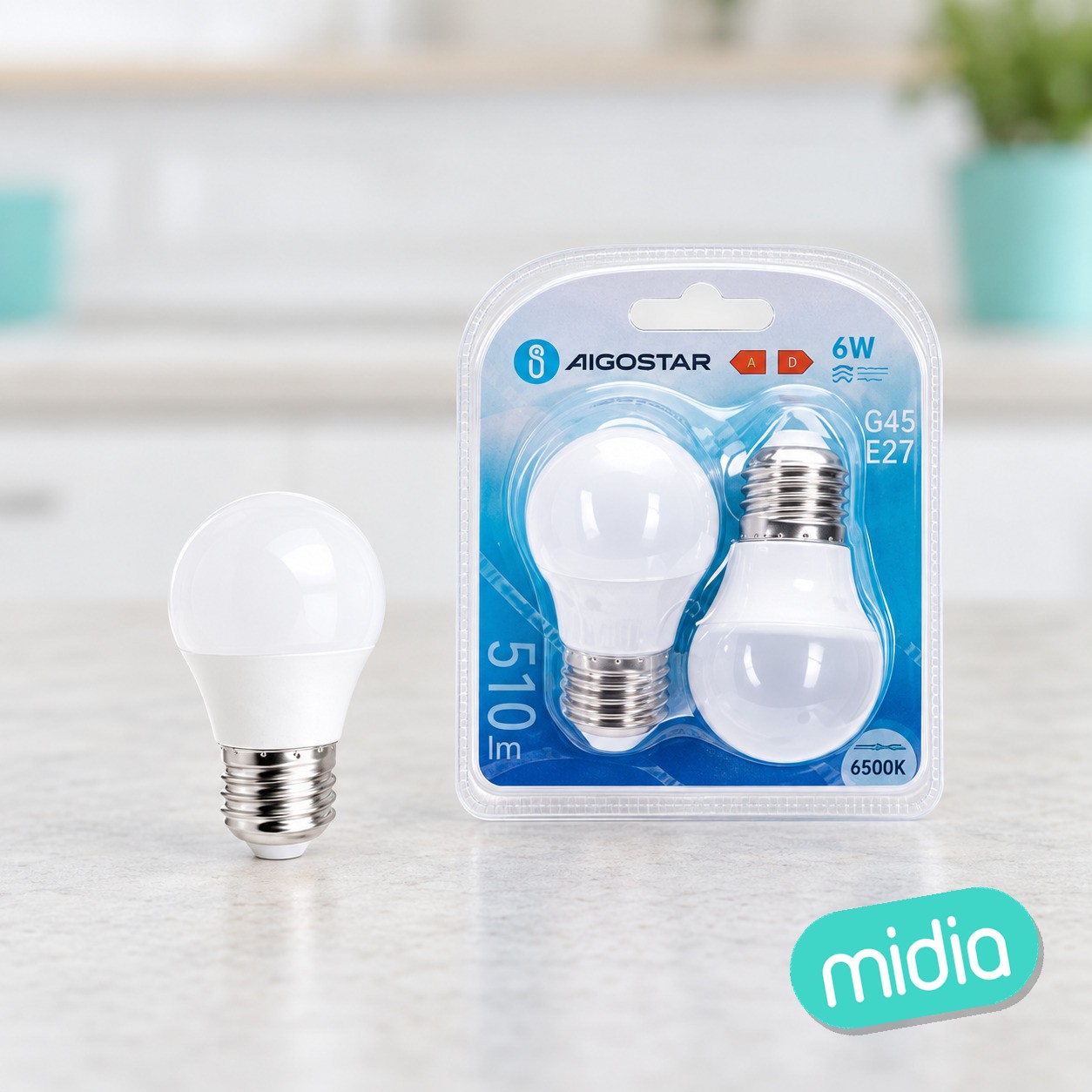Bombilla LED G45-E27-6W-6500K-510lm-2 unidades