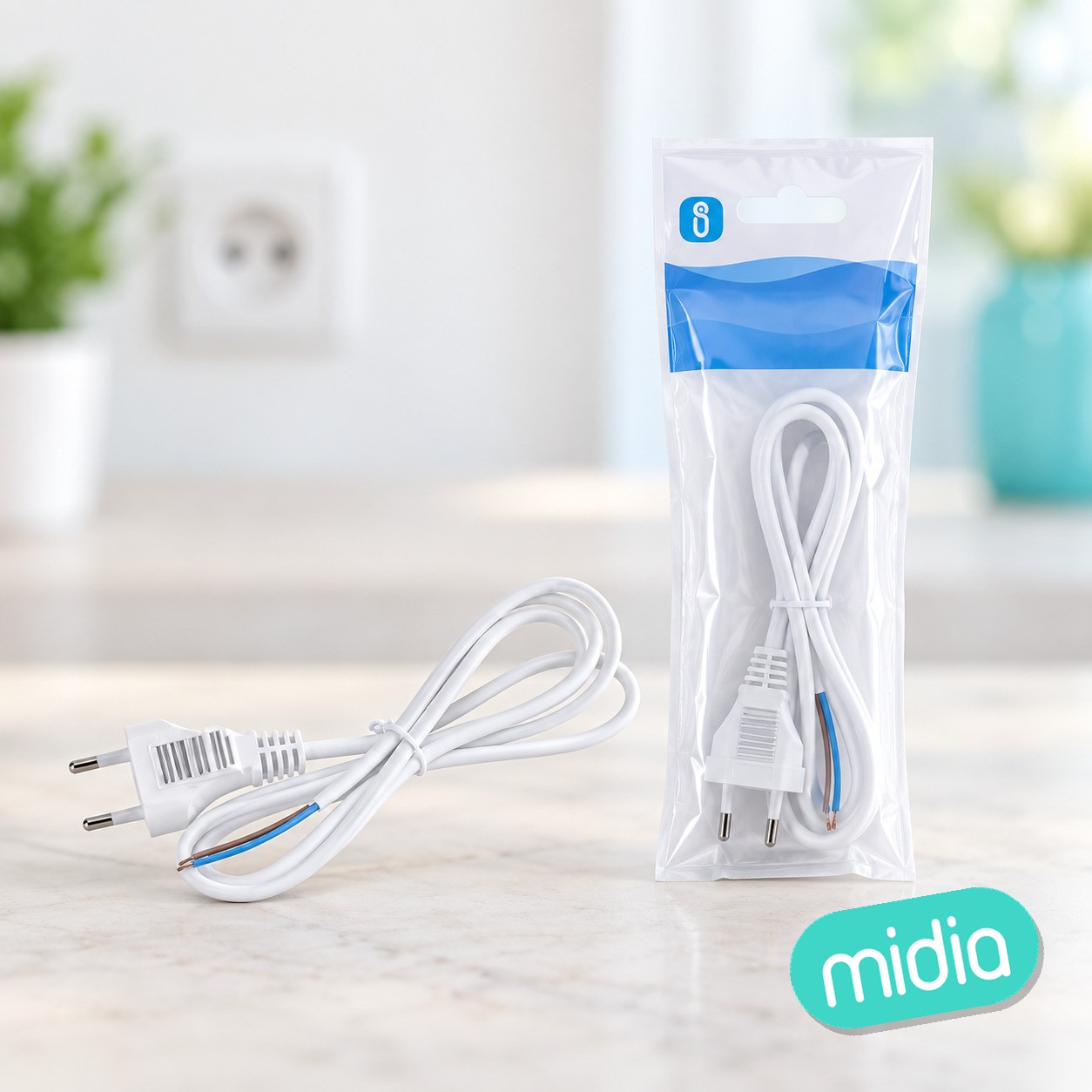 Cable de alimentación 2 x 0,75 mm², 1,5 m, blanco
