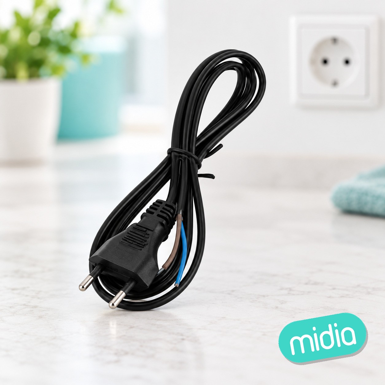 Cable de alimentación 2 x 0,75 mm², 1,5 m, negro