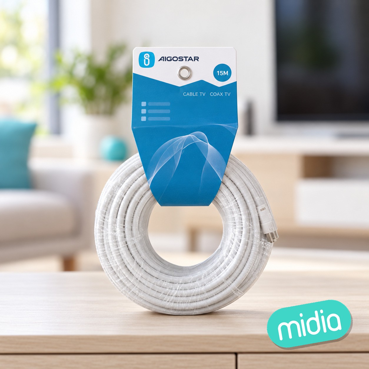 Cable de TV, 15 m, blanco