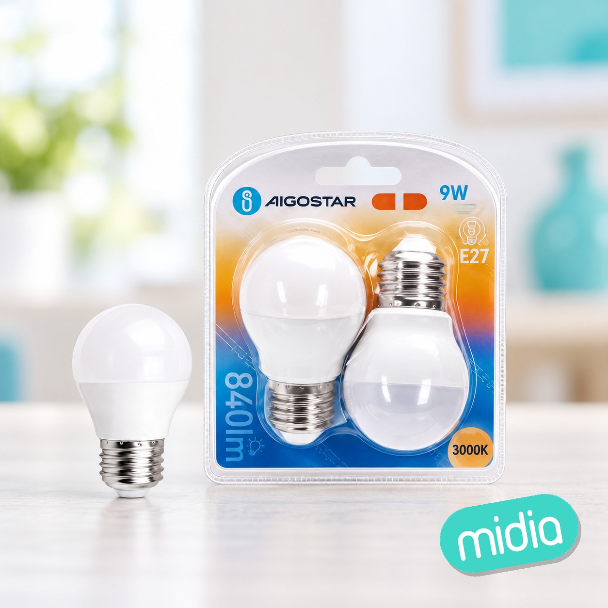 Bombilla LED G45-E27-9W-3000K-840lm-2 unidades