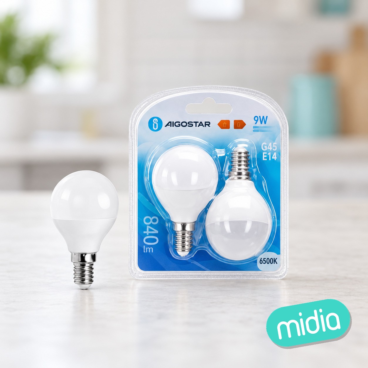 Bombilla LED G45-E14-9W-6500K-840lm-2 unidades