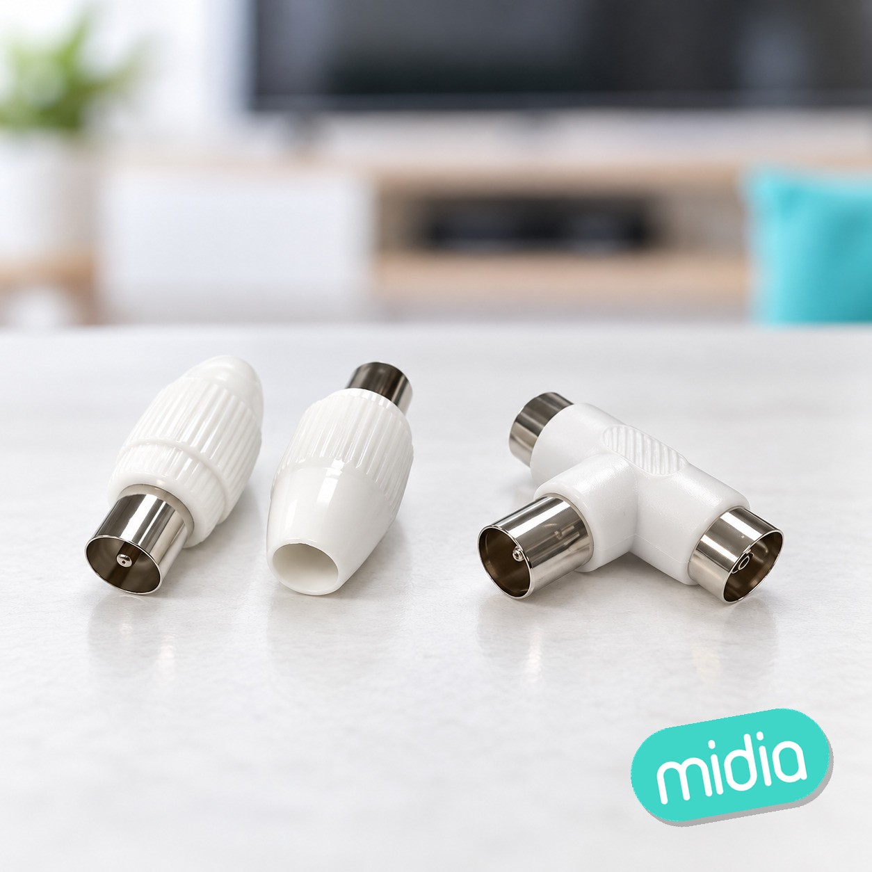 Conector de antena de TV, clavijas de TV y de hembra a hembra, blanco