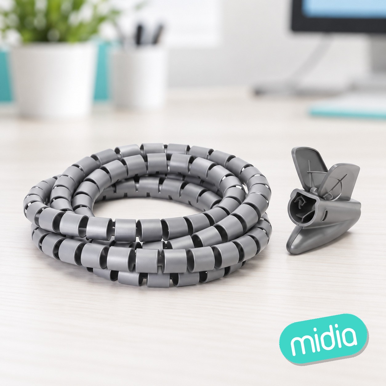 Kit de organización de cables 16 mm x 1,5 m, gris