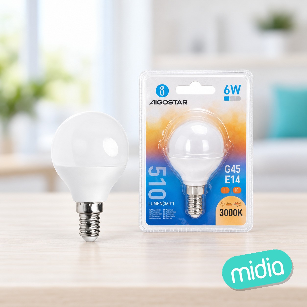 Bombilla LED G45-E14-6W-3000K-510lm