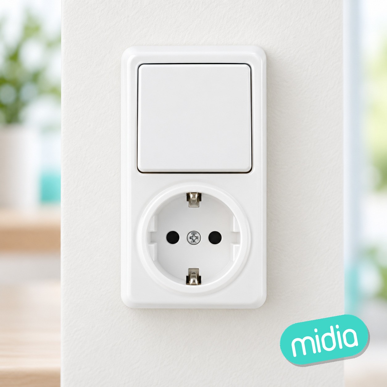 Combinación de interruptor y enchufe alemán de 1 vía y 1 llave, blanco