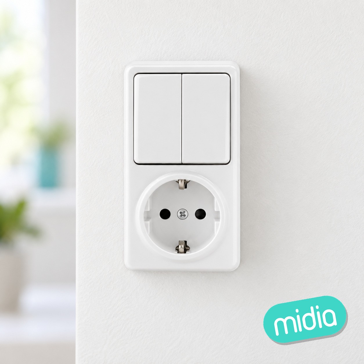 Combinación de interruptor y enchufe alemán de 1 vía y 2 llaves, blanco