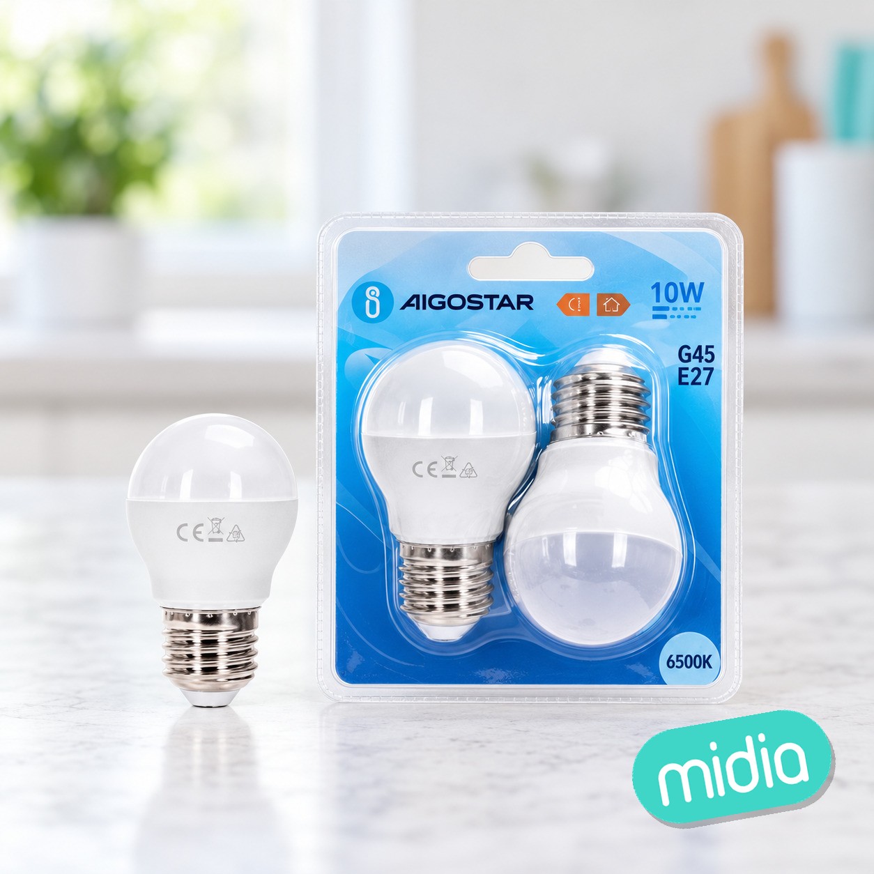 Bombilla LED G45-E27-10W-6500K-935lm-2 unidades