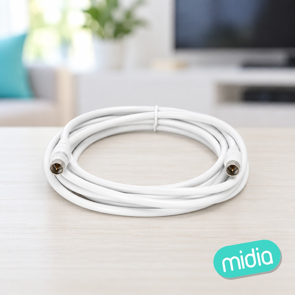 Cable TV RG6U con conectores macho a macho y accesorios de 3m