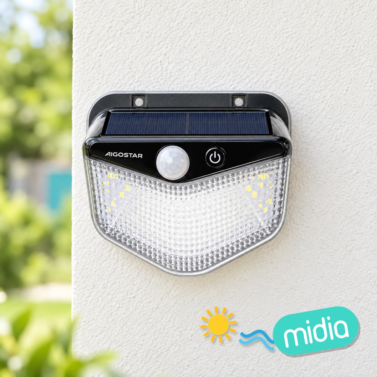 Lámpara de pared con sensor solar LED-20W-6500K-200lm-IP65-Sensor de movimiento