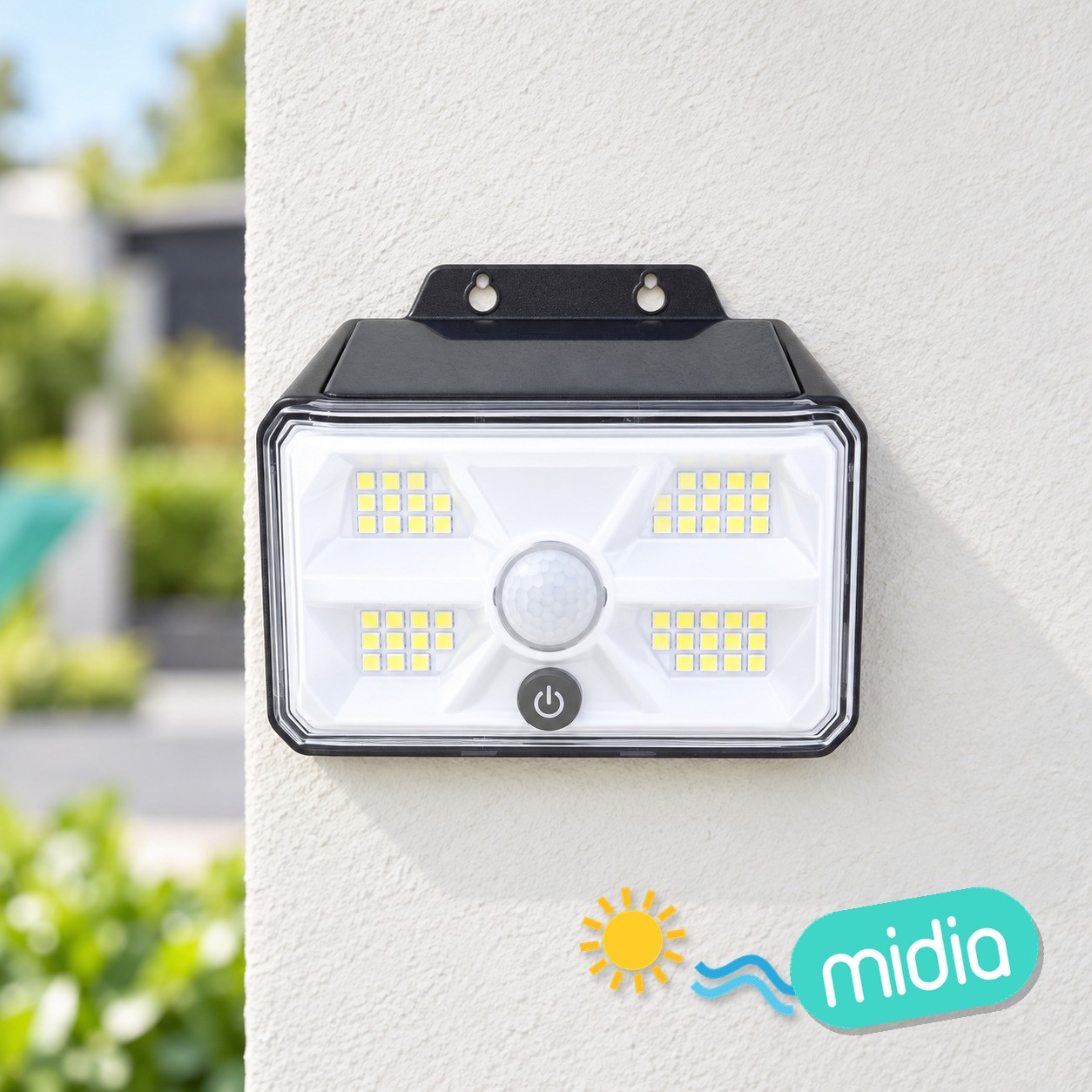 Lámpara de pared con sensor solar LED-20W-6500K-200lm-IP65-Sensor de movimiento