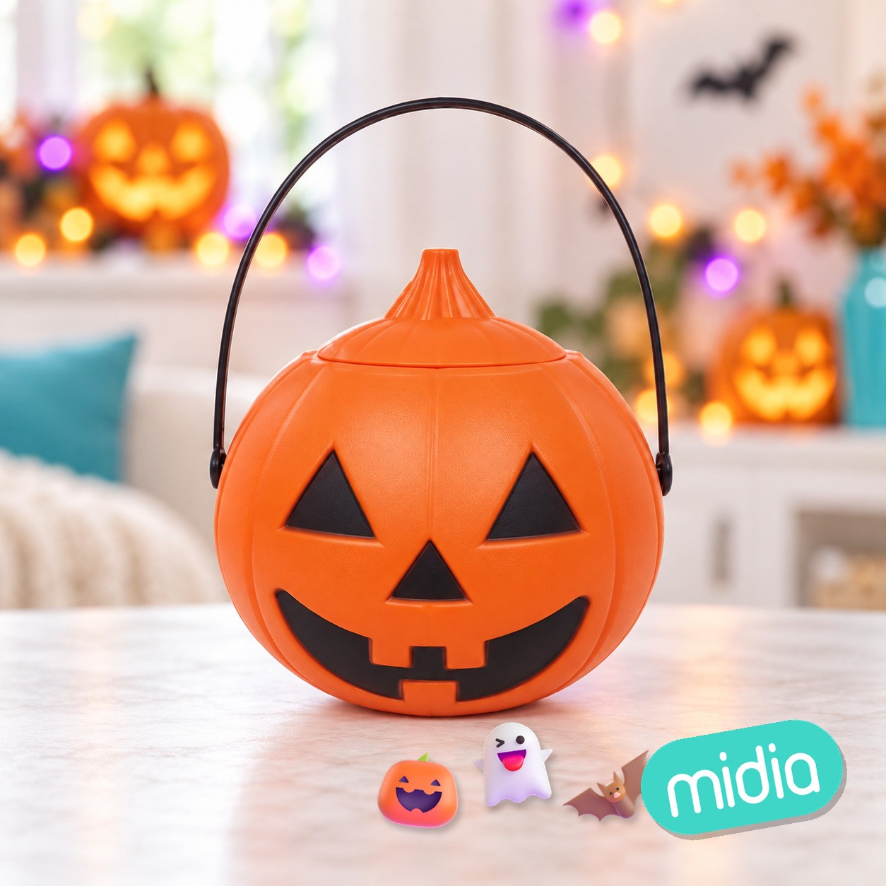 Calabaza naranja con tapa