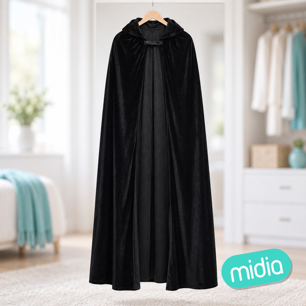 Capa 140cm terciopelo capucha negra