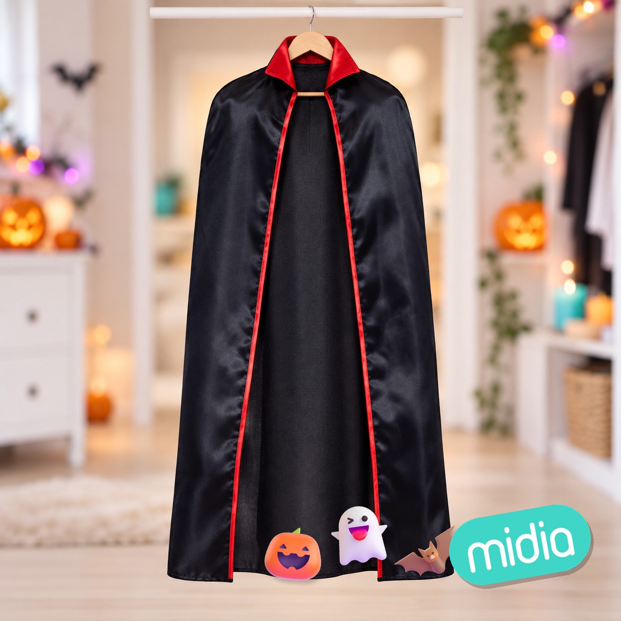 Capa vampiro cuello rojo 140cm