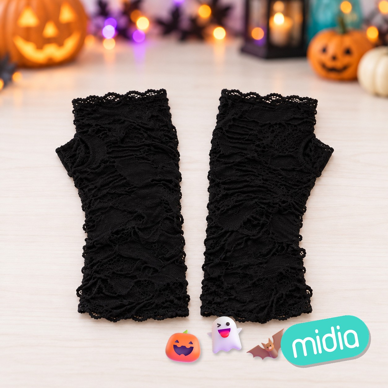 Guantes largo rasgada negro