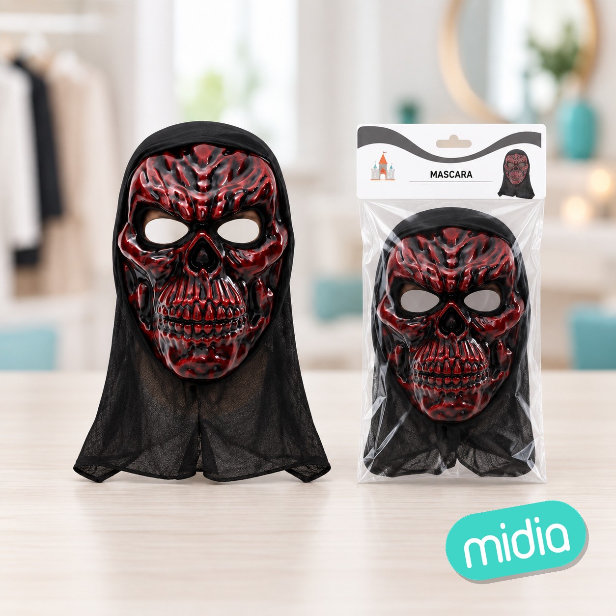 Mascara skull ojo tela