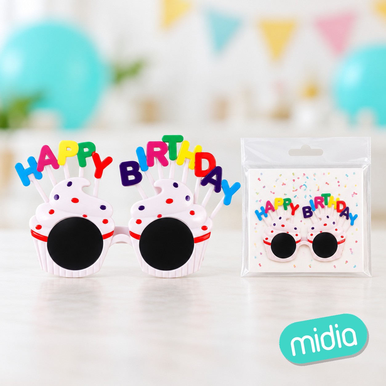 Gafas happy birthday cupcake