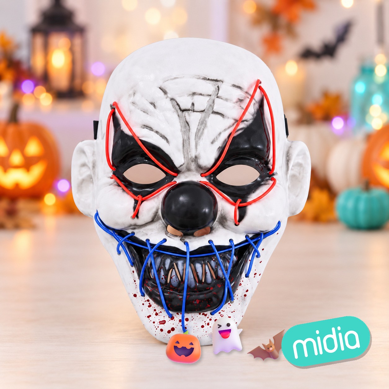 Mascara payaso con tubo de luz