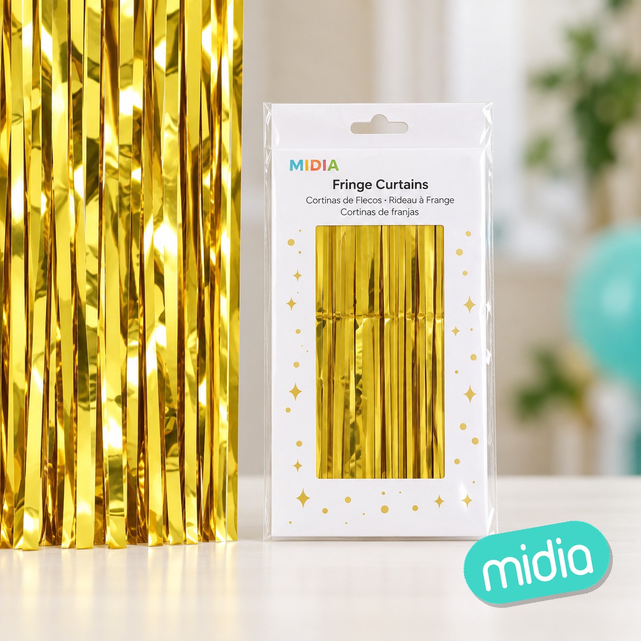 Cortina de flecos 1m*2m oro