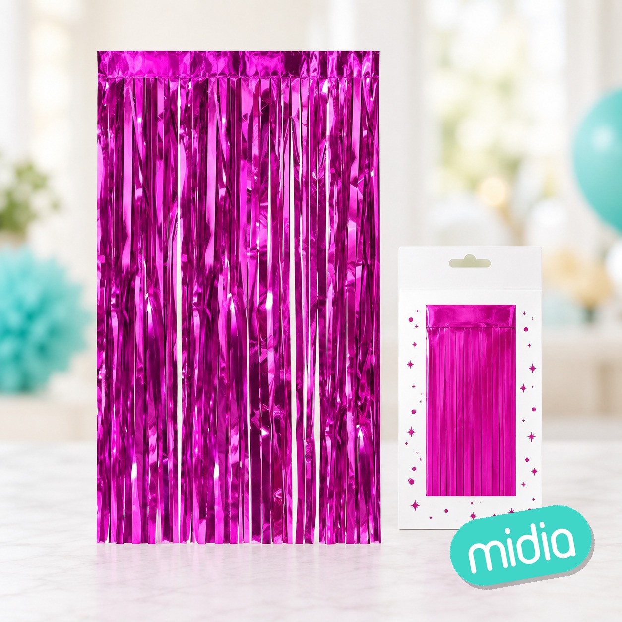 Cortina de flecos 1m*2m fucsia