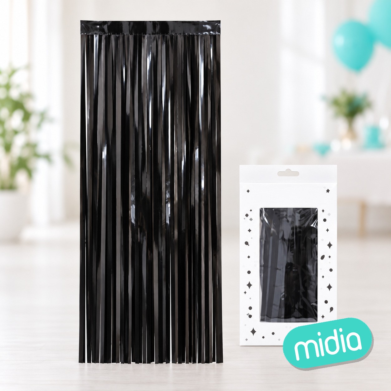Cortina de flecos 1m*2m negro