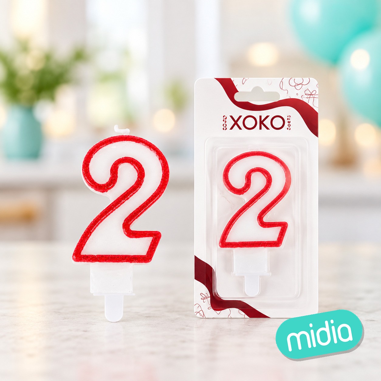 Vela 6cm borde rojo 2