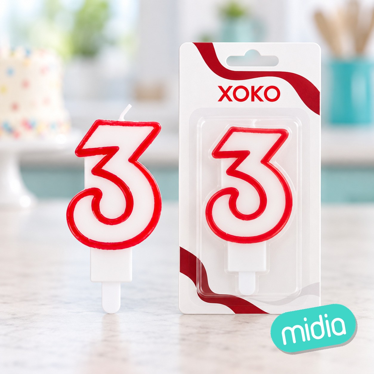 Vela 6cm borde rojo 3
