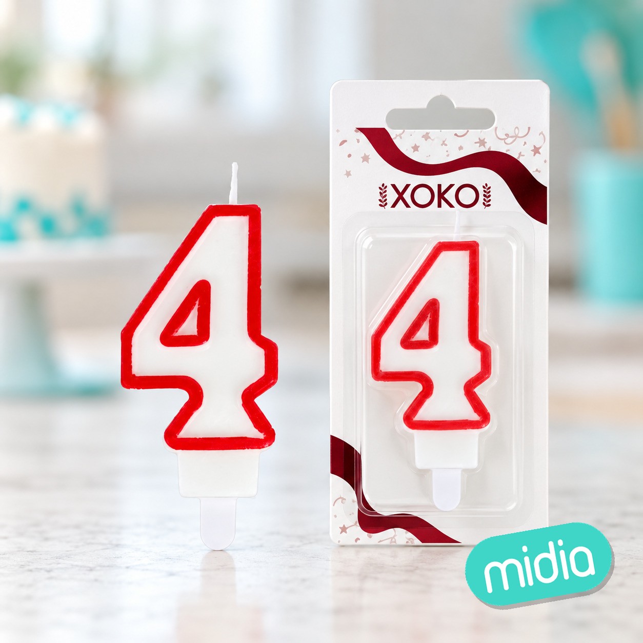Vela 6cm borde rojo 4