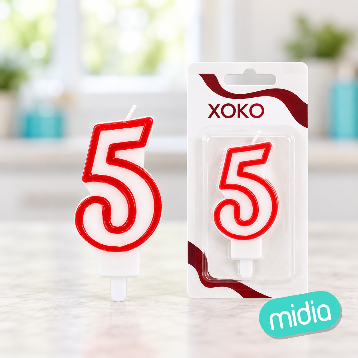 Vela 6cm borde rojo 5