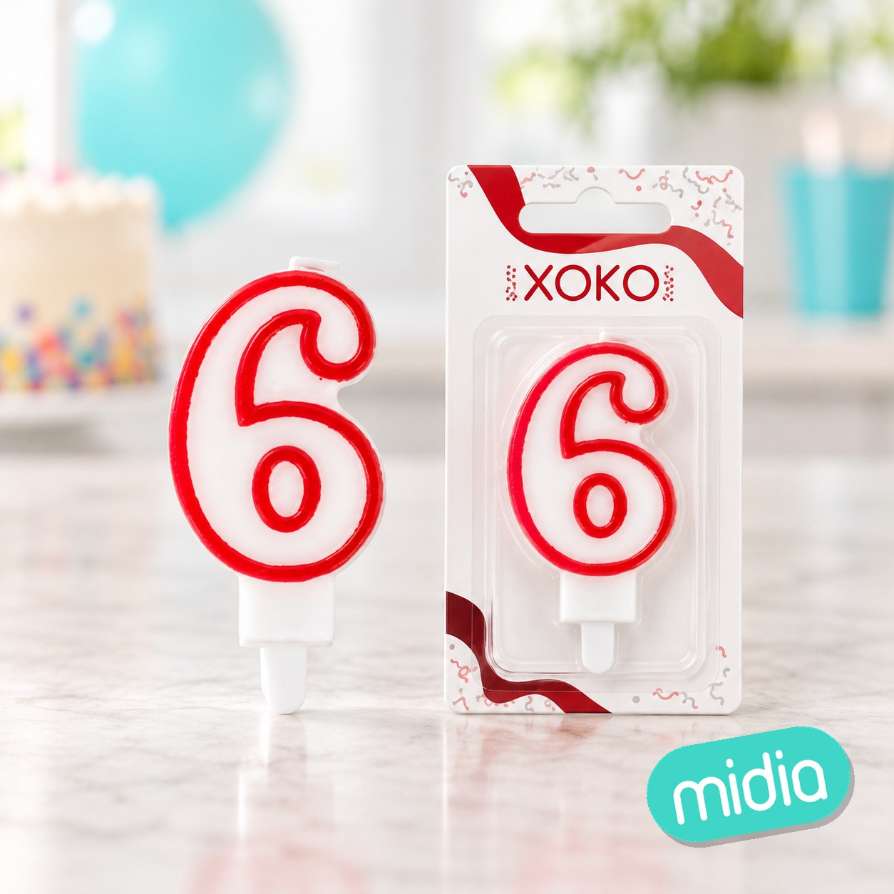 Vela 6cm borde rojo 6