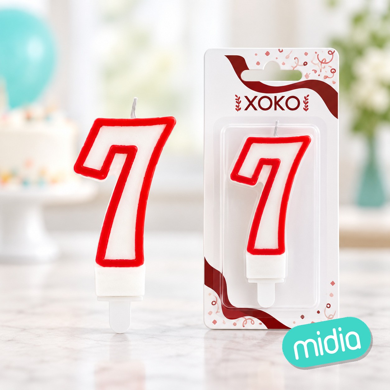 Vela 6cm borde rojo 7
