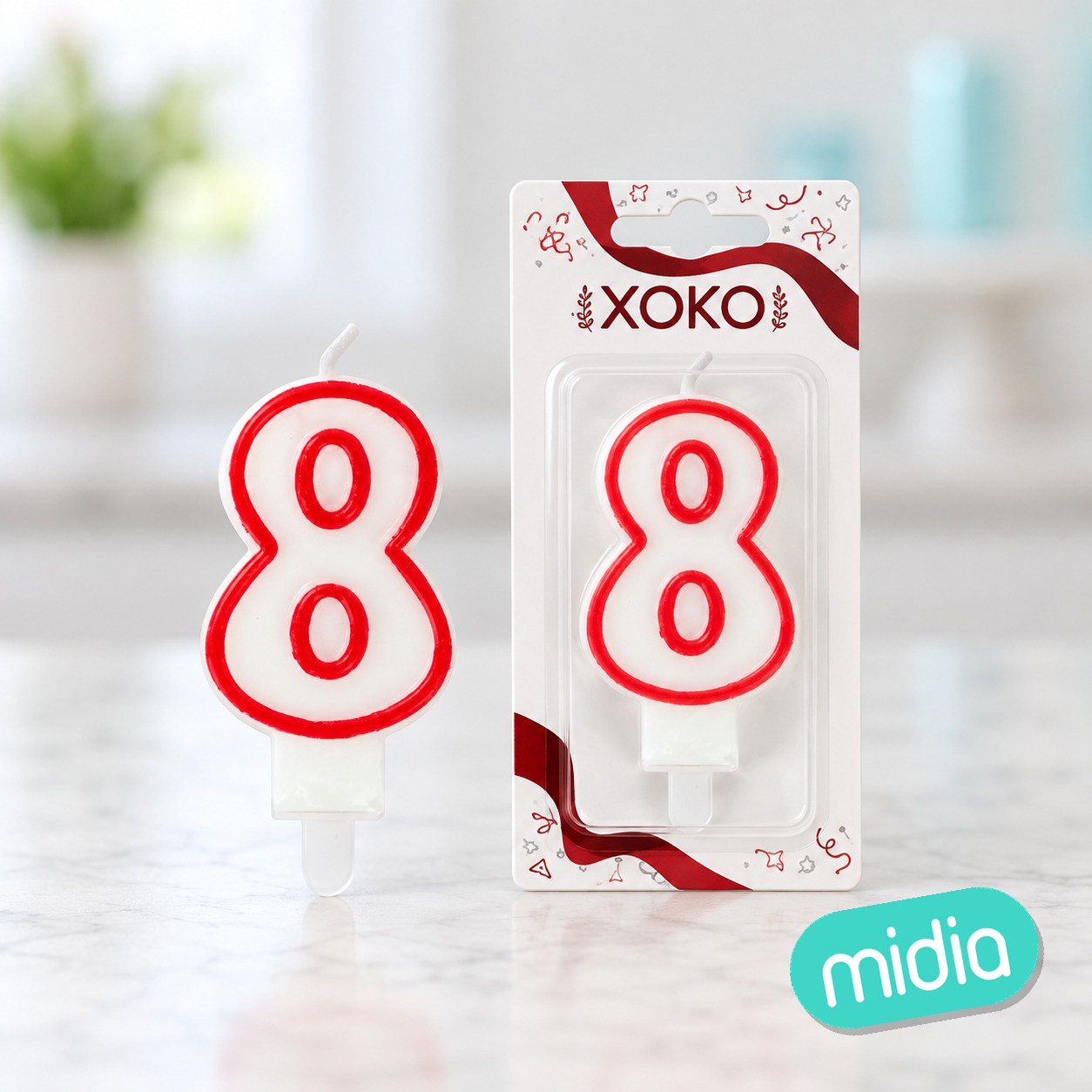Vela 6cm borde rojo 8