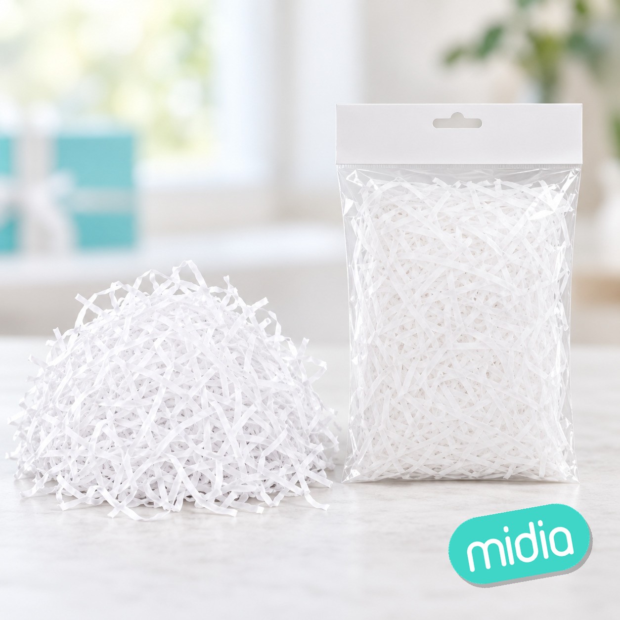 Virutas papel relleno para regalo blanco