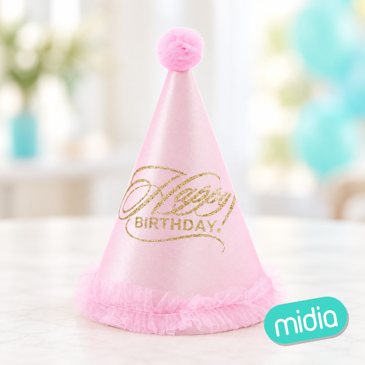 Gorro happy bday rosa 1pc