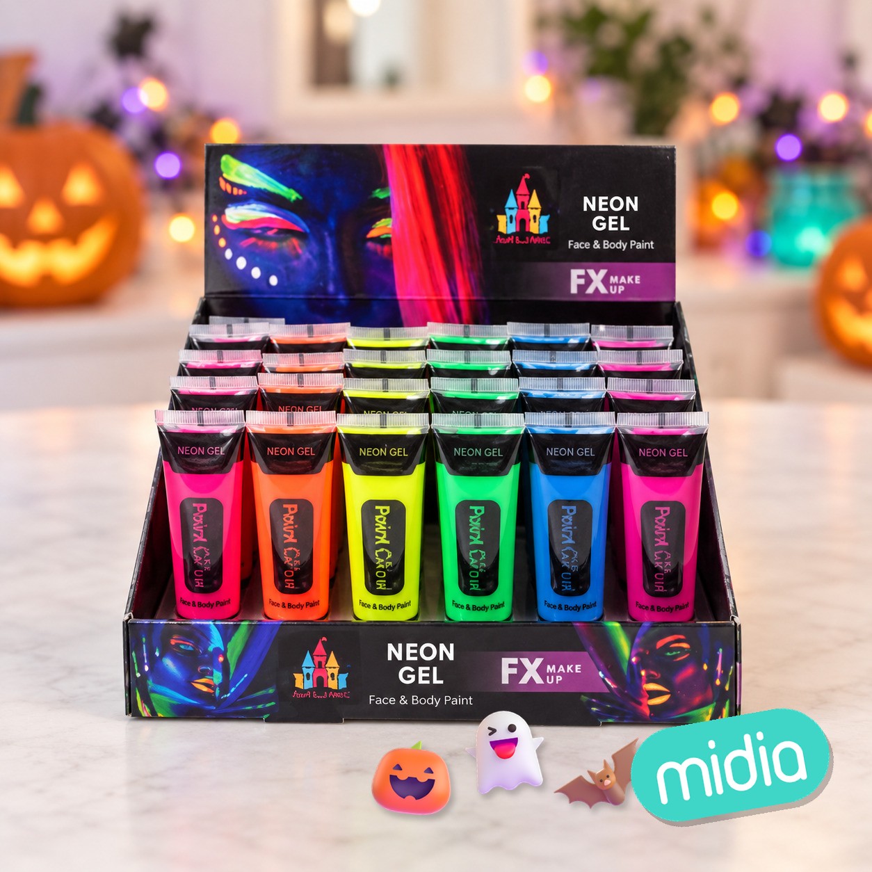 Tubo de pintura neon glow 25ml expositor