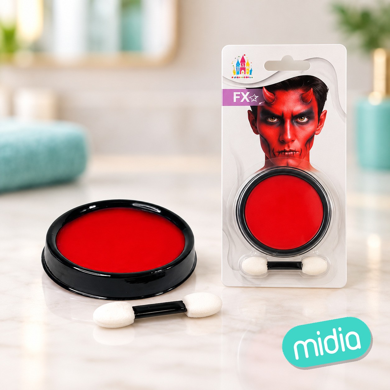 Maquillaje al agua rojo