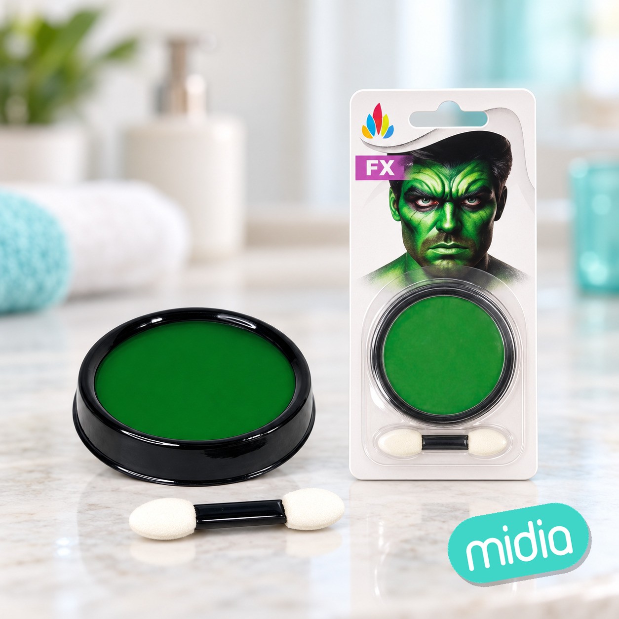 Maquillaje al agua verde osc